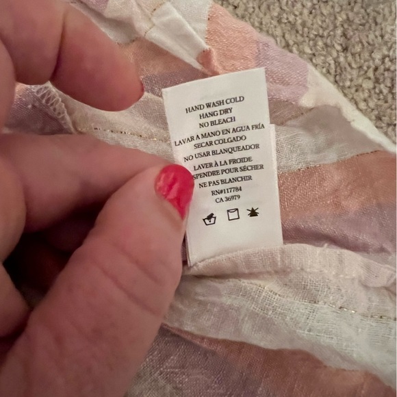 Rails Cream & Pink Striped Peplum Tank Top Size M - Picture 4 of 7